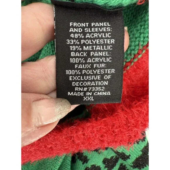 NEW 33 Degrees Women's XXL Green Red Cat Lover Ugly Christmas Sweater Party - Picture 13 of 15